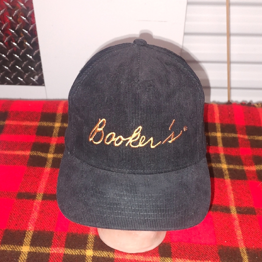 James B Beam Booker's Corduroy Flatbill Leather Strapback Cap Hat